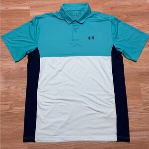 Under Armour Men’s Teal White and Navy Block Polo